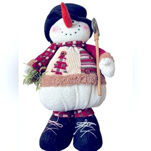 Vintage Christmas Snowman Plush Decoration - 16” - Excellent Condition